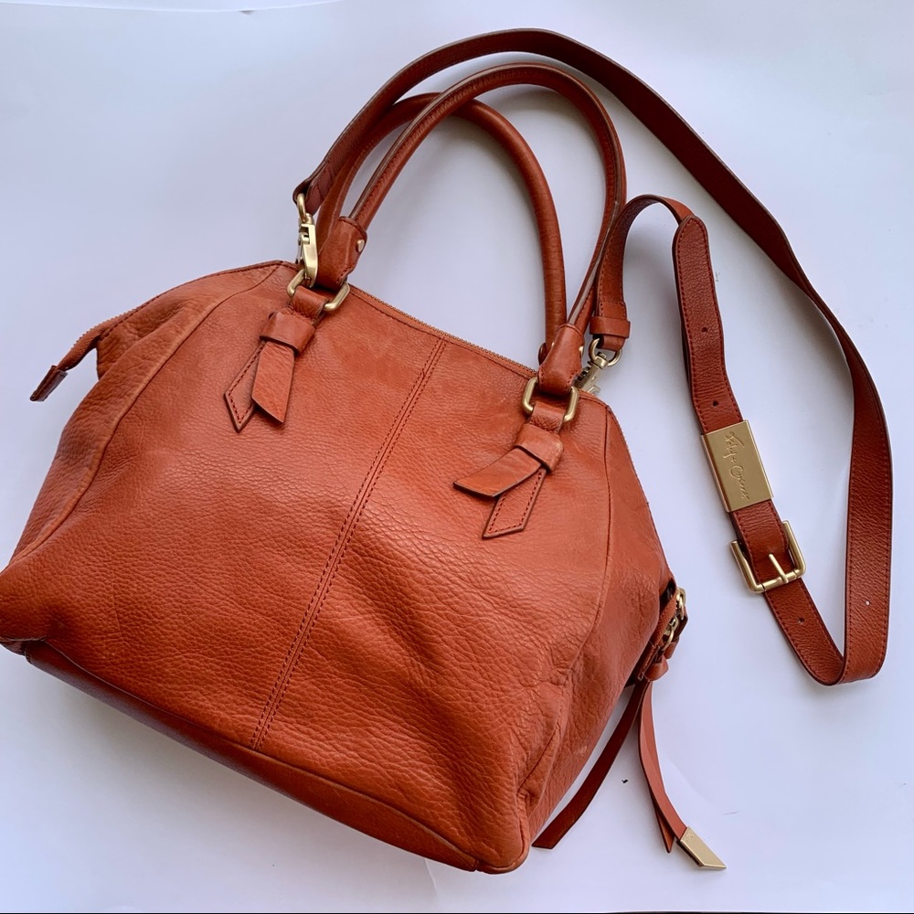 Foley + Corinna orange leather crossbody